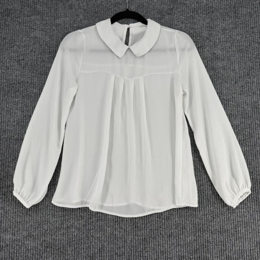 Y2K Peach Royal made in USA peter pan collar layering blouse white XS